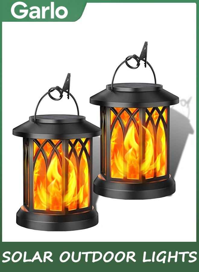 جارلو 2 حزمة ضوء فانوس الشمسية في الهواء الطلق, ترقية لامعة اللهب ضوء فانوس الشمسية في الهواء الطلق مقاوم للماء, معلق فانوس ديكور, مصابيح تعمل بالطاقة الشمسية للفناء فناء مسار شجرة حديقة الديكور - Image 1