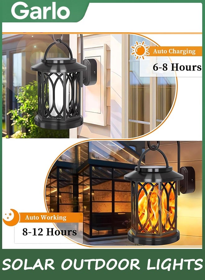 جارلو 2 حزمة ضوء فانوس الشمسية في الهواء الطلق, ترقية لامعة اللهب ضوء فانوس الشمسية في الهواء الطلق مقاوم للماء, معلق فانوس ديكور, مصابيح تعمل بالطاقة الشمسية للفناء فناء مسار شجرة حديقة الديكور - Image 2
