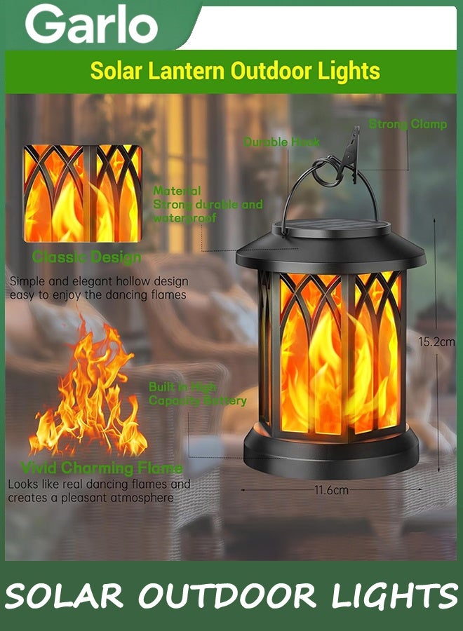 جارلو 2 حزمة ضوء فانوس الشمسية في الهواء الطلق, ترقية لامعة اللهب ضوء فانوس الشمسية في الهواء الطلق مقاوم للماء, معلق فانوس ديكور, مصابيح تعمل بالطاقة الشمسية للفناء فناء مسار شجرة حديقة الديكور - Image 4