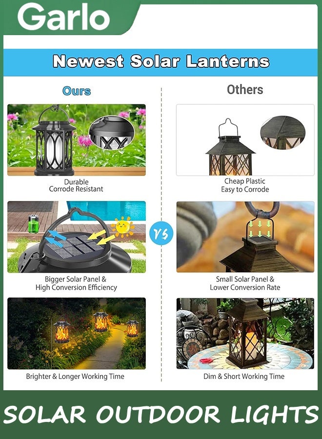 جارلو 2 حزمة ضوء فانوس الشمسية في الهواء الطلق, ترقية لامعة اللهب ضوء فانوس الشمسية في الهواء الطلق مقاوم للماء, معلق فانوس ديكور, مصابيح تعمل بالطاقة الشمسية للفناء فناء مسار شجرة حديقة الديكور - Image 5