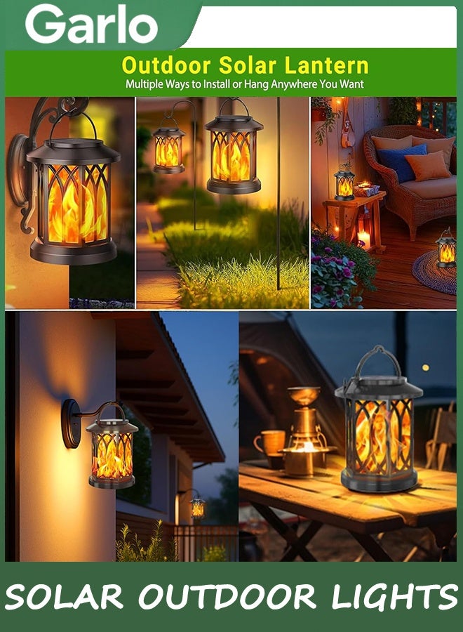 جارلو 2 حزمة ضوء فانوس الشمسية في الهواء الطلق, ترقية لامعة اللهب ضوء فانوس الشمسية في الهواء الطلق مقاوم للماء, معلق فانوس ديكور, مصابيح تعمل بالطاقة الشمسية للفناء فناء مسار شجرة حديقة الديكور - Image 3