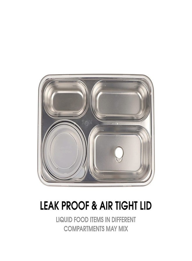 براند كونكور علبة غداء من ماركة كونكر، مانعة للتسرب، مصنوعة من الفولاذ المقاوم للصدأ الخالي من مادة BPA، مناسبة للمدرسة والمكتب، مزودة بشوكة وملعقة وزوج من عيدان الطعام (أزرق داكن، 4 أقسام). - Image 4