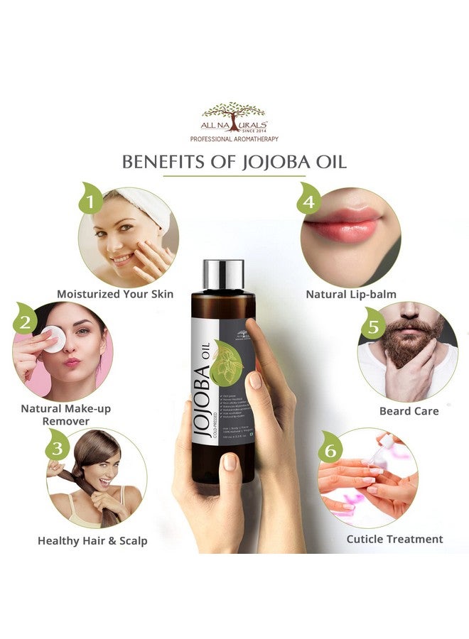 All Naturals Jojoba Oil 100Ml - Cold Pressed (Rajasthan) Carrier Oil Pure & Undiluted For Balancing Oily Skin, Natural Makeup Remover, Hair Vitalizer, Natural Lip Balm And Nails Extension - Image 2