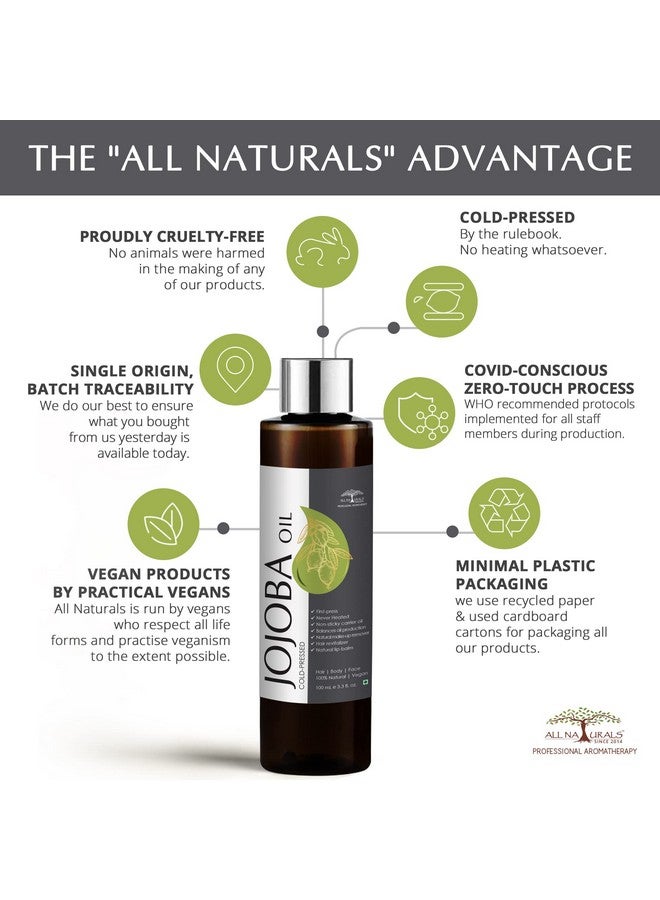All Naturals Jojoba Oil 100Ml - Cold Pressed (Rajasthan) Carrier Oil Pure & Undiluted For Balancing Oily Skin, Natural Makeup Remover, Hair Vitalizer, Natural Lip Balm And Nails Extension - Image 3