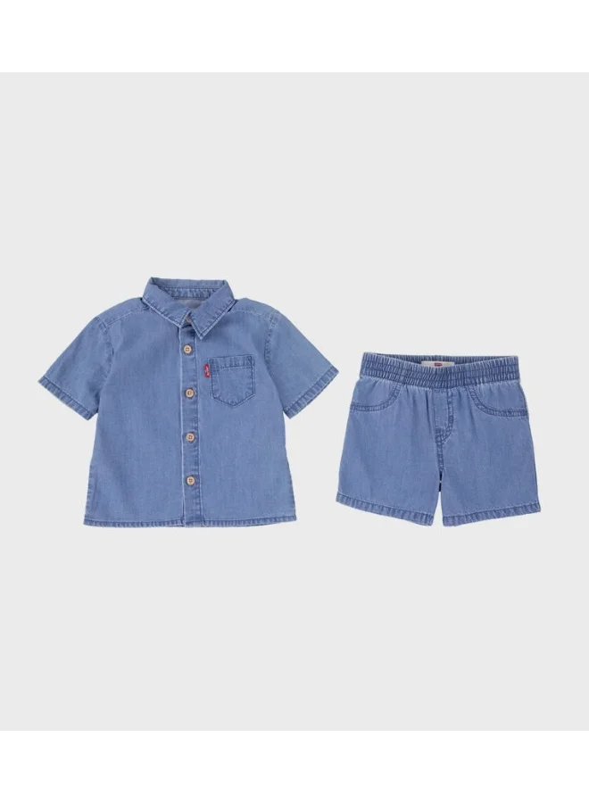 ليفايز Baby Western Denim Shirt And Shorts 2-piece Set