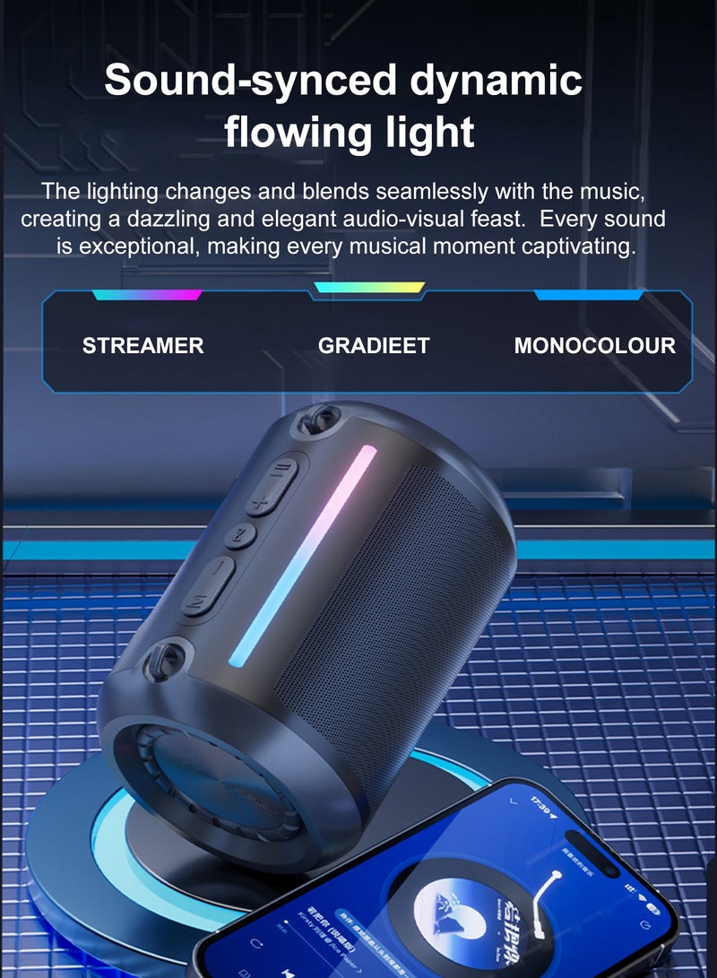 DRAKLAW Bluetooth Speaker, Portable Wireless Bluetooth 5.4, Portable Mini Speaker With Battery - RGB Light - Stereo Sound - IPX5 Waterproof - Support TF Card, U Disk,FM - Image 5