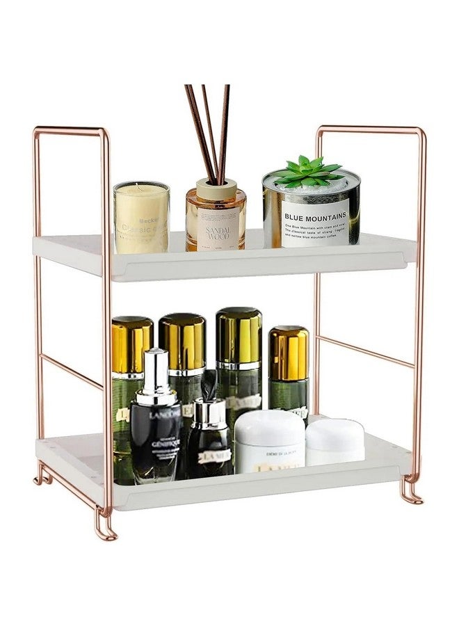 oddpod™ 2-Tier Metal Freestanding Stackable Organizer Rack, Bathroom Countertop Storage Shelves/Multi-Layer Desktop Cosmetics & Kitchen Spice Organizer (Rose Gold) - Image 1