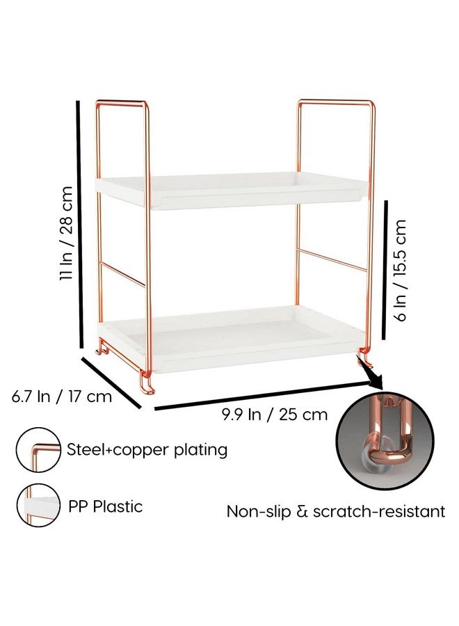 oddpod™ 2-Tier Metal Freestanding Stackable Organizer Rack, Bathroom Countertop Storage Shelves/Multi-Layer Desktop Cosmetics & Kitchen Spice Organizer (Rose Gold) - Image 2