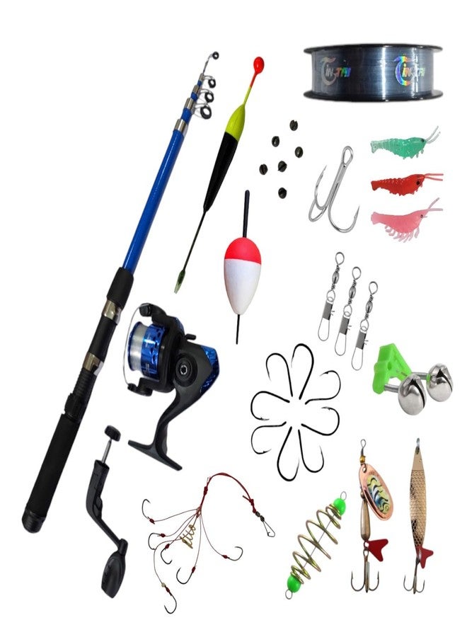 X-Cat Complete Telescopic Fishing Rod Kit with Spinning Reel, Line, Hooks, Lures & Tackle - Portable Collapsible Pole Set for Freshwater Fishing Gear for Beginners & Pros - Image 1