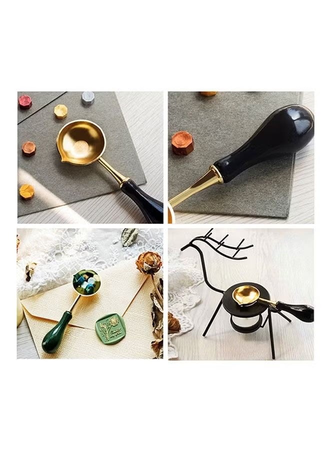 واي جيه ملعقة طلاء من الستانلس ستيل مكونة من 3 قطع، أداة ملعقة شمع ختم النار، ختم عتيق، مغرفة قديمة - Image 5