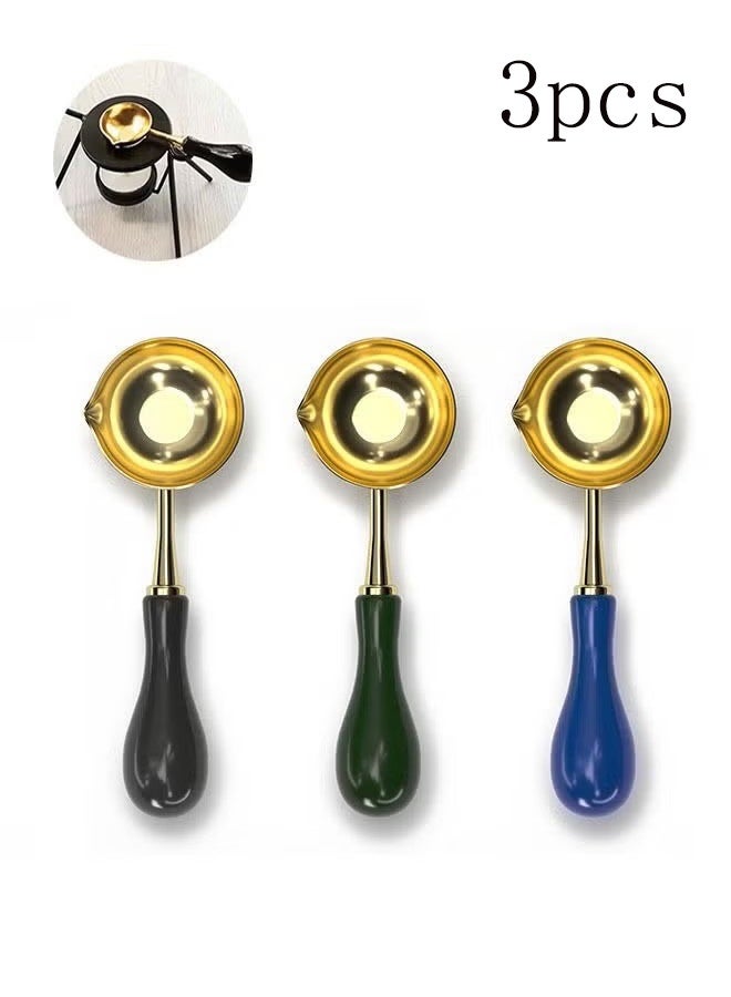 واي جيه ملعقة طلاء من الستانلس ستيل مكونة من 3 قطع، أداة ملعقة شمع ختم النار، ختم عتيق، مغرفة قديمة - Image 1