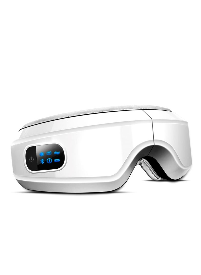 Excefore Eye Massager with Heat and Vibration, Hot Compress Eye Mask, Bluetooth Music Rechargeable Eye Protector, for Relax and Reduce Eye Strain Dark Circles Eye Bags Dry Eye Improve (White)  - Image 1