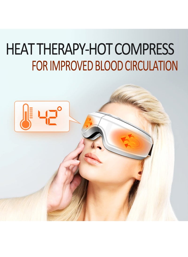 Excefore Eye Massager with Heat and Vibration, Hot Compress Eye Mask, Bluetooth Music Rechargeable Eye Protector, for Relax and Reduce Eye Strain Dark Circles Eye Bags Dry Eye Improve (White)  - Image 5