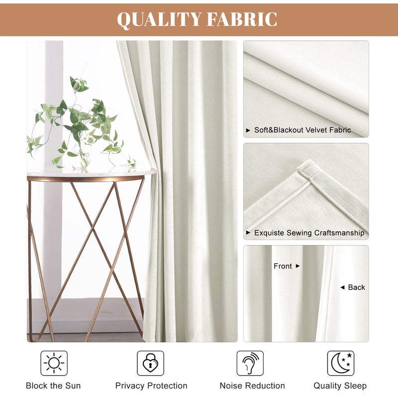 nanbowang Ivory White Velvet Curtains - nanbowang 84 Inches Long Soft Curtains Rod Pocket Thermal Insulated Curtains Window Treatment for Bedroom Light Filtering Curtains Set of 2 Panels - Image 3