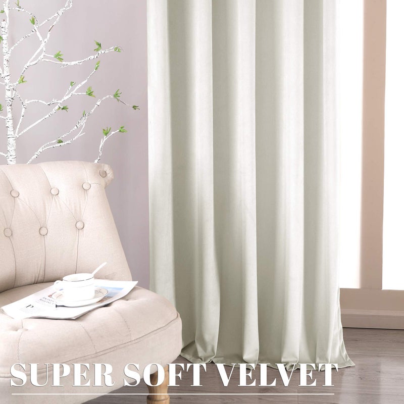 nanbowang Ivory White Velvet Curtains - nanbowang 84 Inches Long Soft Curtains Rod Pocket Thermal Insulated Curtains Window Treatment for Bedroom Light Filtering Curtains Set of 2 Panels - Image 4