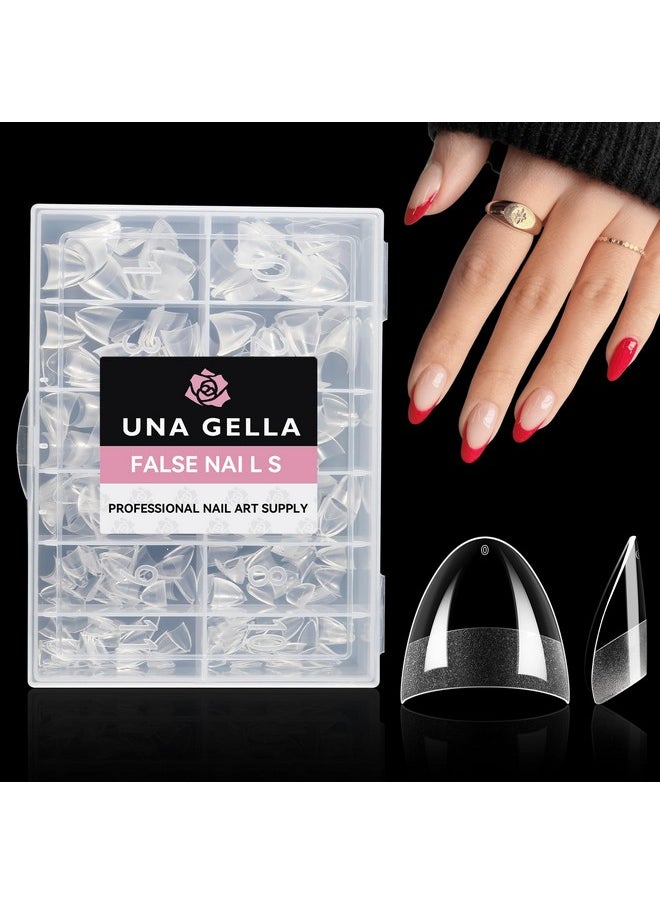 UNA GELLA UNA GELLA Short Almond Gel x Nail Tips Half Cover 504PCS Extra Short Fake Nail Tips Almond Shape 12sizes Pre Etched Salon Quality Soft Acrylic Press On Nails for Home Nails Extension  - Image 1