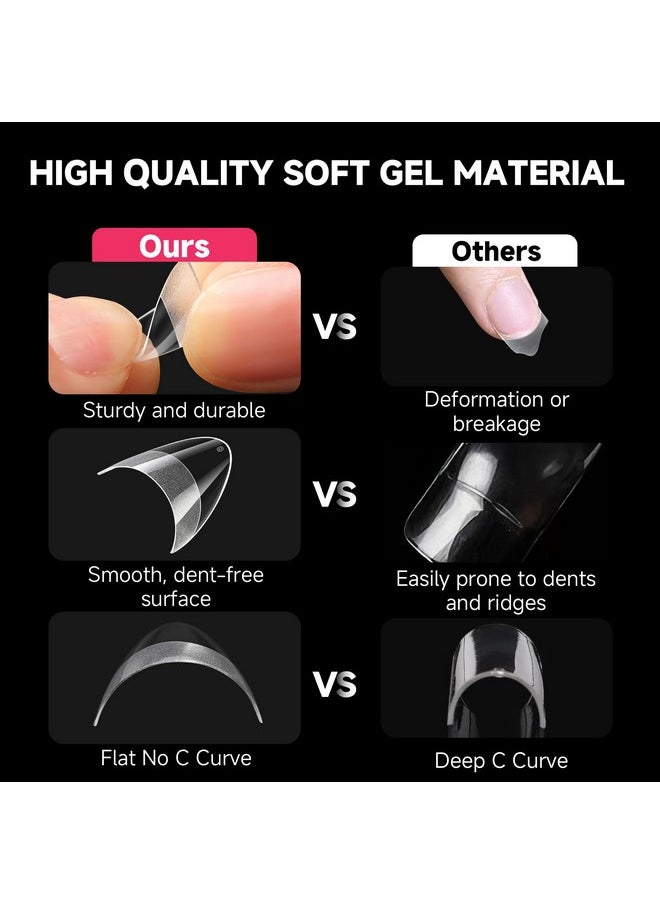 UNA GELLA UNA GELLA Short Almond Gel x Nail Tips Half Cover 504PCS Extra Short Fake Nail Tips Almond Shape 12sizes Pre Etched Salon Quality Soft Acrylic Press On Nails for Home Nails Extension  - Image 5