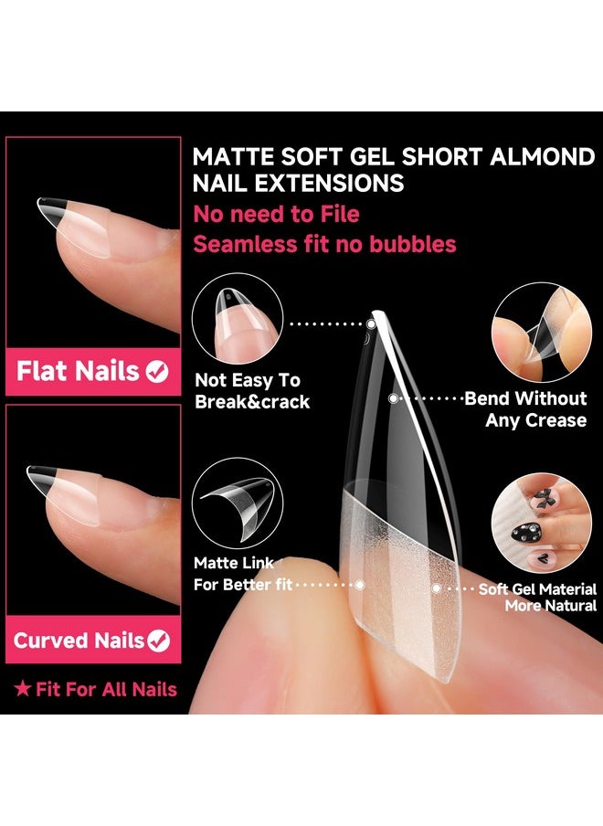 UNA GELLA UNA GELLA Short Almond Gel x Nail Tips Half Cover 504PCS Extra Short Fake Nail Tips Almond Shape 12sizes Pre Etched Salon Quality Soft Acrylic Press On Nails for Home Nails Extension  - Image 4