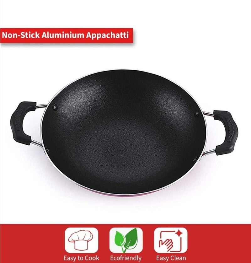 DARAZ NonStick Aluminium Appachatti with Stainless Steel lid 26mm Red 23cm Gas Compatible Product Type Has Nonstick Coating - Image 5