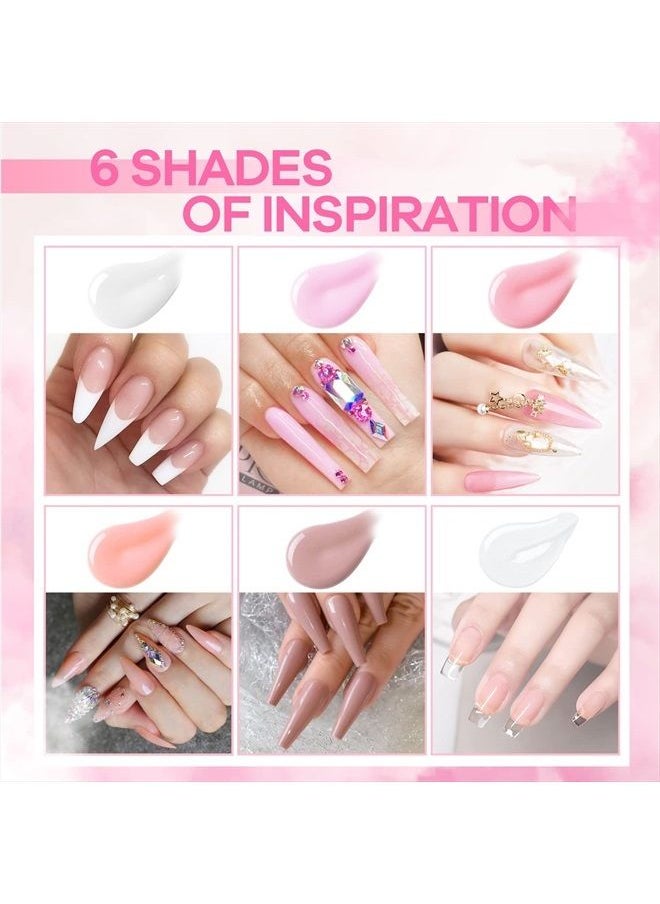 modelones - Modelones Poly Nail Gel Kit - 6 Colors with 48W Nail Lamp Slip Solution Rhinestone Glitter All In One Kit for Nail Manicure Beginner Starter Kit DIY at Home Beauty Gift - Image 1