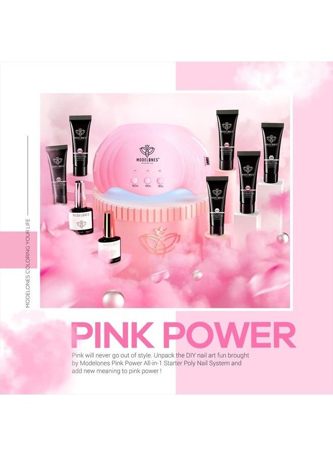 modelones - Modelones Poly Nail Gel Kit - 6 Colors with 48W Nail Lamp Slip Solution Rhinestone Glitter All In One Kit for Nail Manicure Beginner Starter Kit DIY at Home Beauty Gift - Image 1