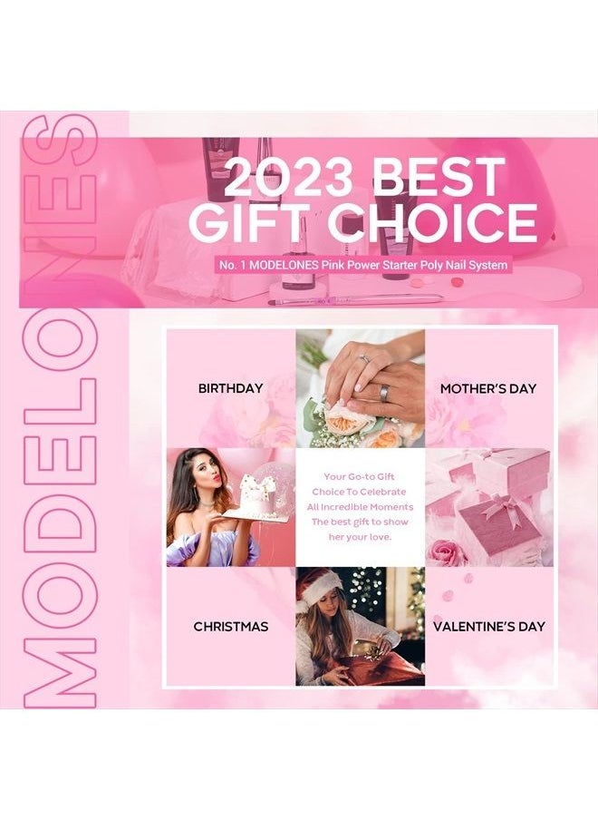 modelones - Modelones Poly Nail Gel Kit - 6 Colors with 48W Nail Lamp Slip Solution Rhinestone Glitter All In One Kit for Nail Manicure Beginner Starter Kit DIY at Home Beauty Gift - Image 1