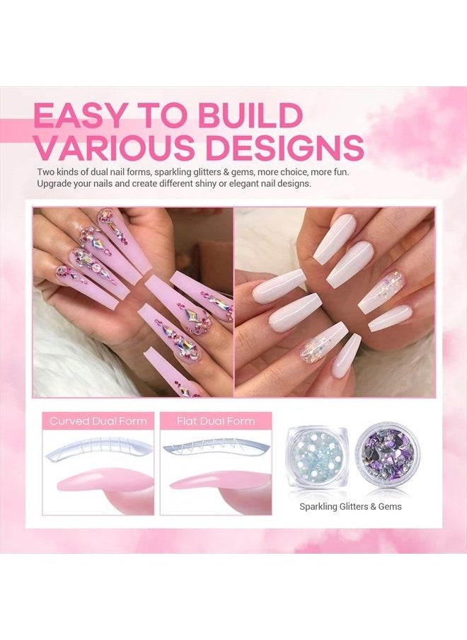 modelones - Modelones Poly Nail Gel Kit - 6 Colors with 48W Nail Lamp Slip Solution Rhinestone Glitter All In One Kit for Nail Manicure Beginner Starter Kit DIY at Home Beauty Gift - Image 1