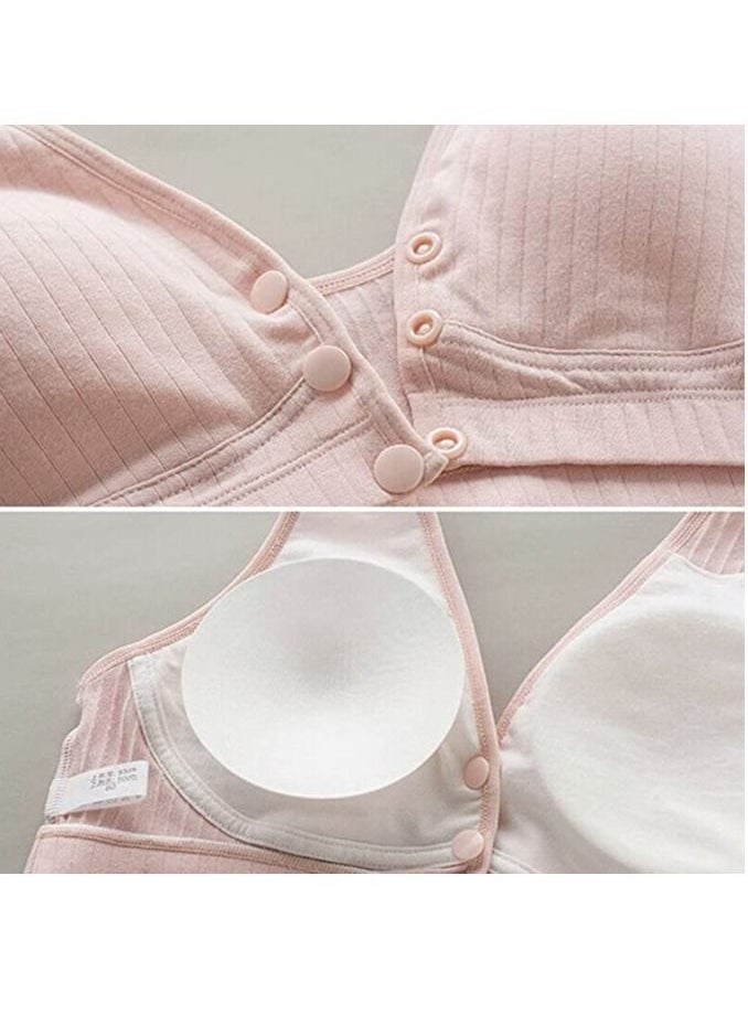 Rubik Nursing Bra for Women Rubik Breast Feeding Maternity Front Button Closure Seamless Removeable Padded Smooth Wireless Pregnancy Sleeping Bra (XX-Large) Beige  - Image 4
