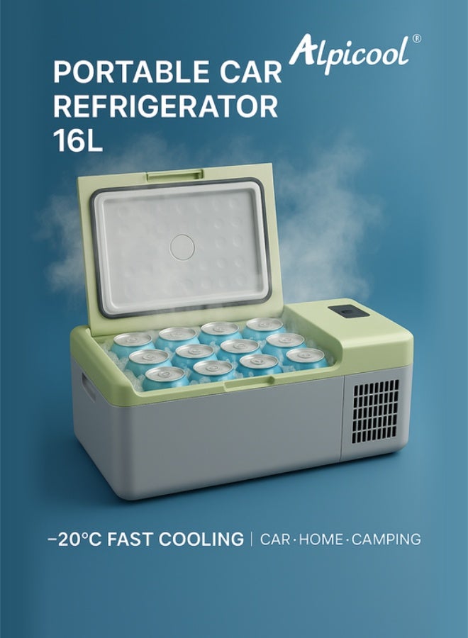 Agofyngs Alpicool Y16 16L Portable Car Refrigerator 12V/24V DC & 110–240V AC, Deep Cooling to –20°C, Compact Freezer for Camping, Travel & Home - Image 1
