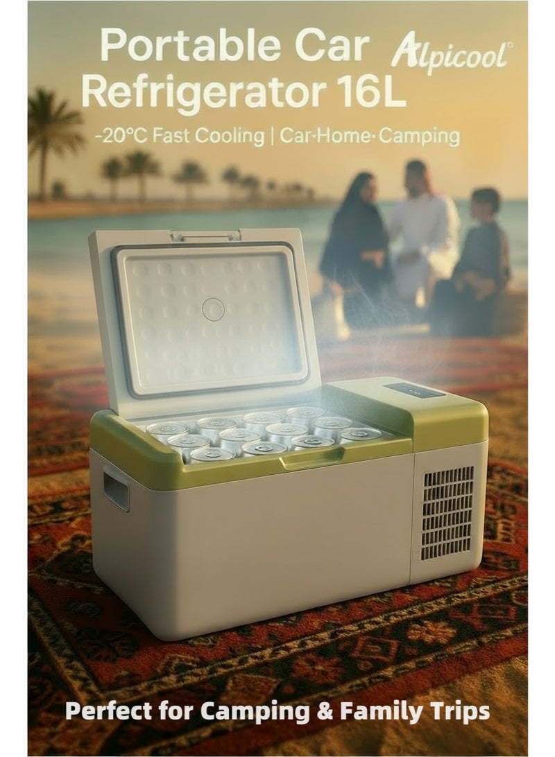 Agofyngs Alpicool Y16 16L Portable Car Refrigerator 12V/24V DC & 110–240V AC, Deep Cooling to –20°C, Compact Freezer for Camping, Travel & Home - Image 3