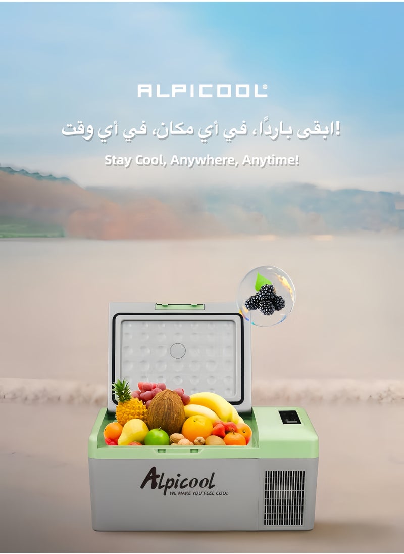 Alpicool - Y16 Portable Car Refrigerator Freezer, 16L,  Small Fridge, Camping Accessories, -20°C Cooling Power! Keep Food Fresh, Enjoy Ice Drinks Anywhere，Essential for Camping, RV Trips and Cozy Home Life - Image 1