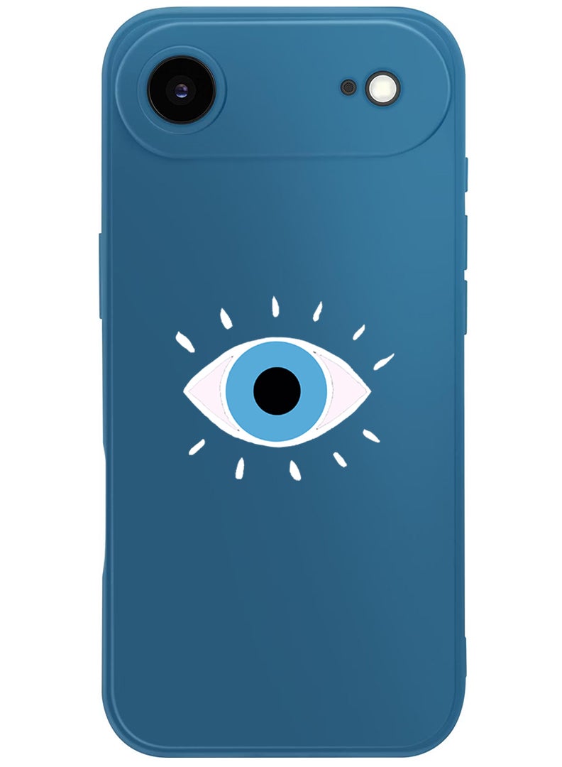 Theodor Protective Slim Fit Case Liquid Silicone Cover with Full Body Protection Anti-Scratch Shockproof Case For Apple iPhone 17 Air (Blue) Eye - White - Image 1