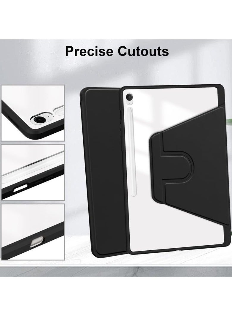 عام حافظة جلدية للوحي سامسونج جالاكسي تاب S10 FE+ 13.1 بوصة (2025) - مع خاصية النوم/الاستيقاظ التلقائي، قاعدة دوارة 360°، وغطاء خلفي شفاف من الأكريليك مع حامل قلم - Image 4