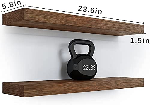 vm decor Floating Shelves Rustic sheesham Wood Wall Shelf India Handmade Wooden Wall Mounted Shelf Set of 2 Brown 23 x 58 - Image 3