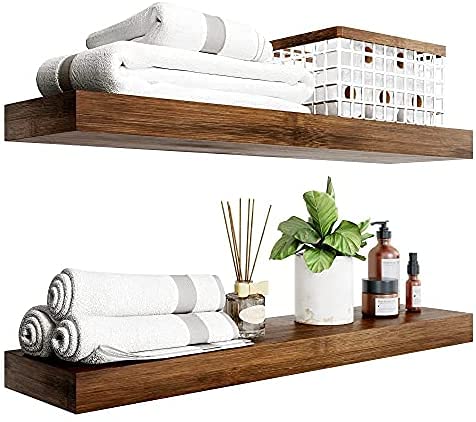 vm decor Floating Shelves Rustic sheesham Wood Wall Shelf India Handmade Wooden Wall Mounted Shelf Set of 2 Brown 23 x 58 - Image 1