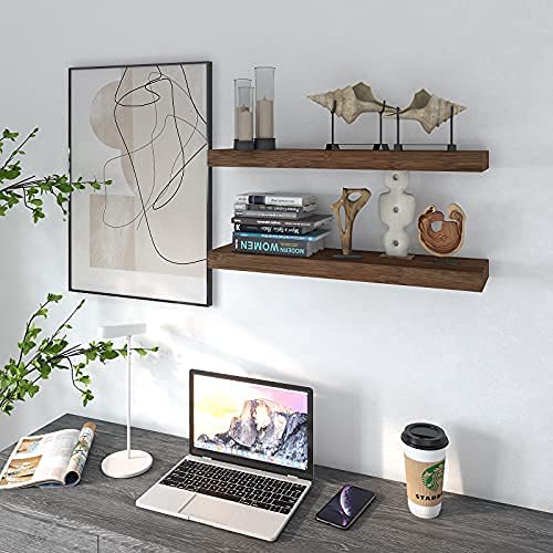vm decor Floating Shelves Rustic sheesham Wood Wall Shelf India Handmade Wooden Wall Mounted Shelf Set of 2 Brown 23 x 58 - Image 4