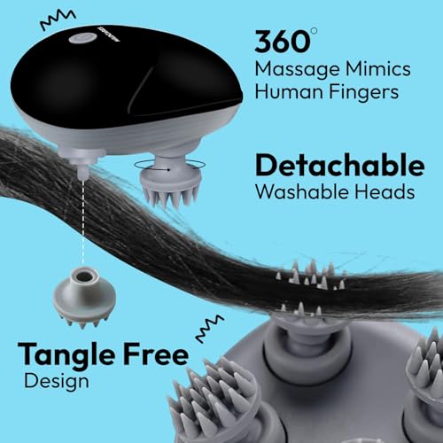 MildCares Smart Electric Head & Scalp Massager – 96 Silicone Kneading Points | Waterproof, Rechargeable Hair Massager for Growth & Stress Relief | Portable Massage Machine for Head, Neck & Shoulders (Black, 1‑Year Warranty) - Image 2