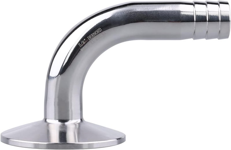 DERNORD Sanitary Hose Barb Pipe Fitting 15 Tri Clamp 505MM Ferrule 90 Degree Elbow Tube OD 58159MM 15 Triclamp - Image 1