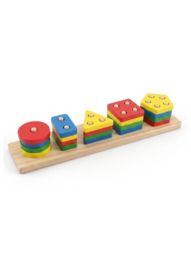 Duravel Wooden Sorting & Stacking Toys for Toddlers and Kids Preschool, Educational Toys, Color Recognition Stacker Shape Sorter, Learning Puzzles Gift - Image 1