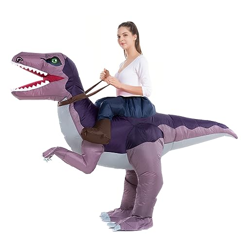 HSCTEK Inflatable Dinosaur Costume Adult Men Women, Inflatable Blow Up Costume Riding Velociraptor Dinosaur Costume Youth, Inflatable Ride On Dinosaur Halloween Costume Teen - Image 1