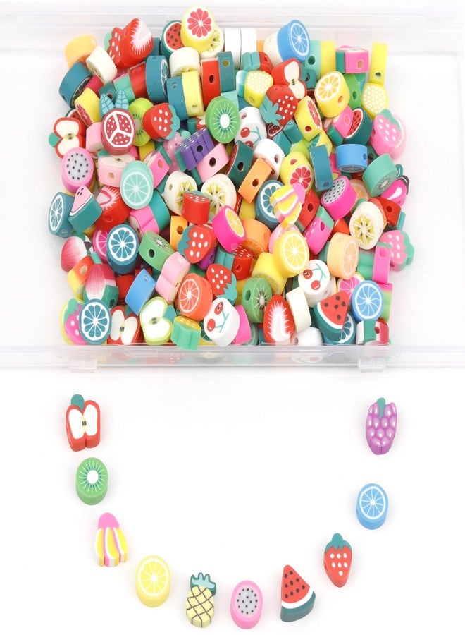 GMMA 100 Pcs Polymer Clay Beads for Bracelets Charms Making Pony Beads Shapes for Friendship Bracelets Spacer Beads Supplies for DIY Bracelet Earring Necklace Jewelry Making (Colorful Fruit) - Image 1