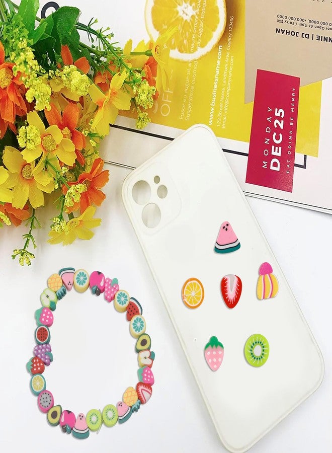 GMMA 100 Pcs Polymer Clay Beads for Bracelets Charms Making Pony Beads Shapes for Friendship Bracelets Spacer Beads Supplies for DIY Bracelet Earring Necklace Jewelry Making (Colorful Fruit) - Image 5