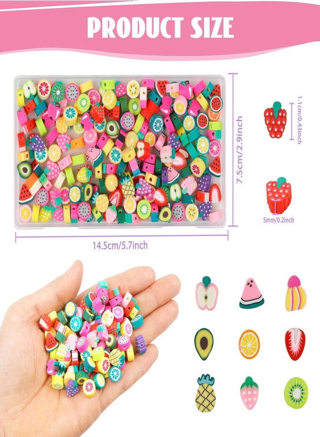 GMMA 100 Pcs Polymer Clay Beads for Bracelets Charms Making Pony Beads Shapes for Friendship Bracelets Spacer Beads Supplies for DIY Bracelet Earring Necklace Jewelry Making (Colorful Fruit) - Image 2