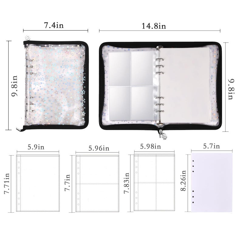 MUDOR 4 in 1 Sticker Storage Organizer, A5 Sticker Collecting Book Album Holder Binder with 140 Pockets Sleeves and 20 Sheets Reusable Release Paper,Black - Image 2