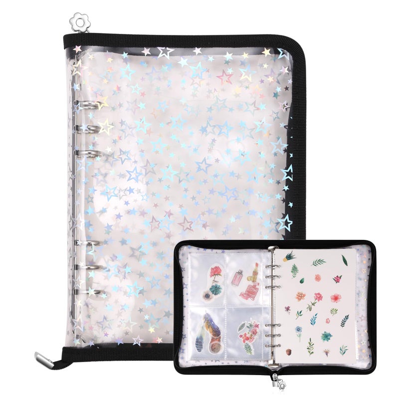 MUDOR 4 in 1 Sticker Storage Organizer, A5 Sticker Collecting Book Album Holder Binder with 140 Pockets Sleeves and 20 Sheets Reusable Release Paper,Black - Image 1