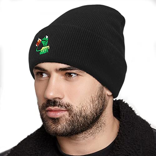 Raylarnia Winter Kermit The Frog Sipping Tea Beanie Warm Comfortable Soft Oversized Thick Cable Knitted Hat Unisex Knit Caps-Grey - Image 4