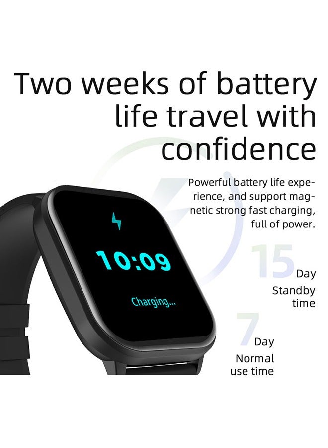 RollsTimi  Casual Smartwatch For Women Men,2.1 inch Screen Fitness Tracker, Heart Rate Sleep Monitor IP68 Waterproof Sport Smartwatch,Black - Image 4