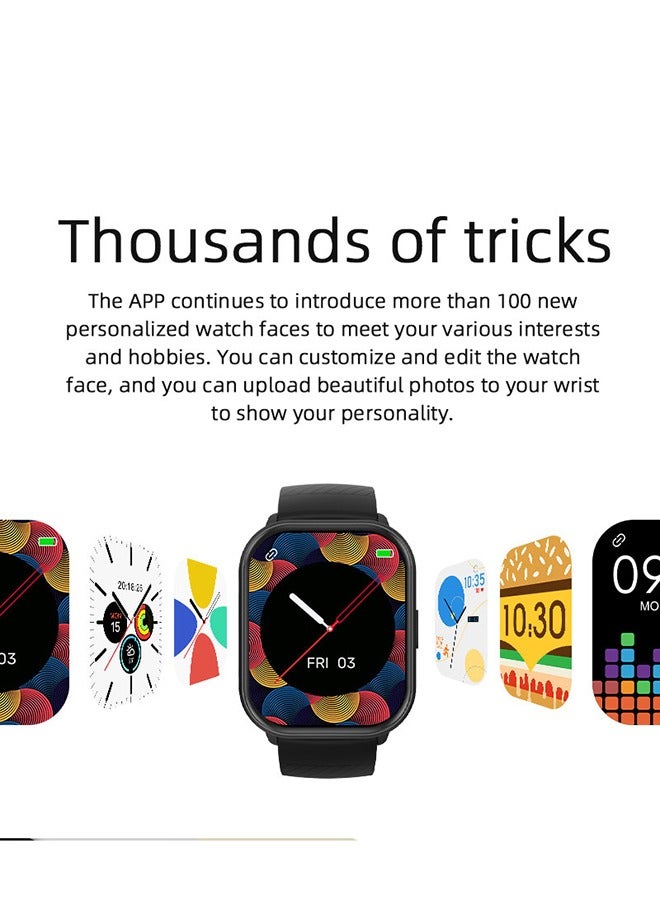 RollsTimi  Casual Smartwatch For Women Men,2.1 inch Screen Fitness Tracker, Heart Rate Sleep Monitor IP68 Waterproof Sport Smartwatch,Black - Image 5