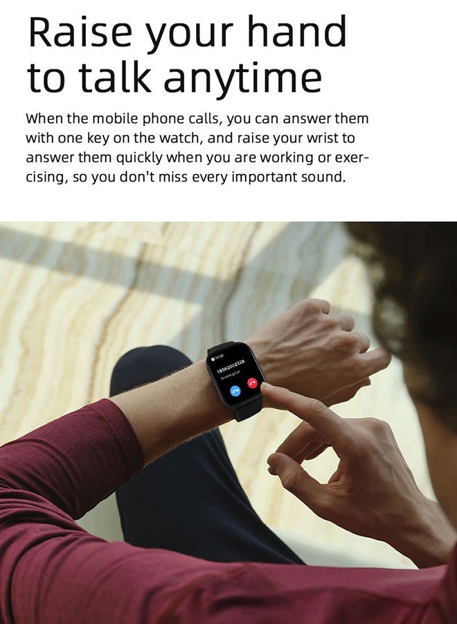 RollsTimi  Casual Smartwatch For Women Men,2.1 inch Screen Fitness Tracker, Heart Rate Sleep Monitor IP68 Waterproof Sport Smartwatch,Black - Image 3