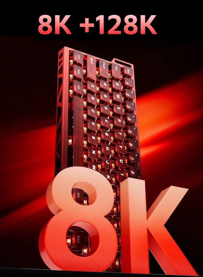 مادليونس ضوء 60HE ألعاب لوحة المفاتيح RGB 8KHz 0.1ms منخفضة جدا التأخير الزناد السريع الساخنة القابلة للتبديل القابلة للتعديل برامج تشغيل FPS التنافسية 60٪ تصميم المدمج الطبعة المحدودة الأكونود الأحمر (جميع الألومنيوم CNC الحرفية ، Huannuo Tianqi المفاتيح المغناطيسية) - Image 5